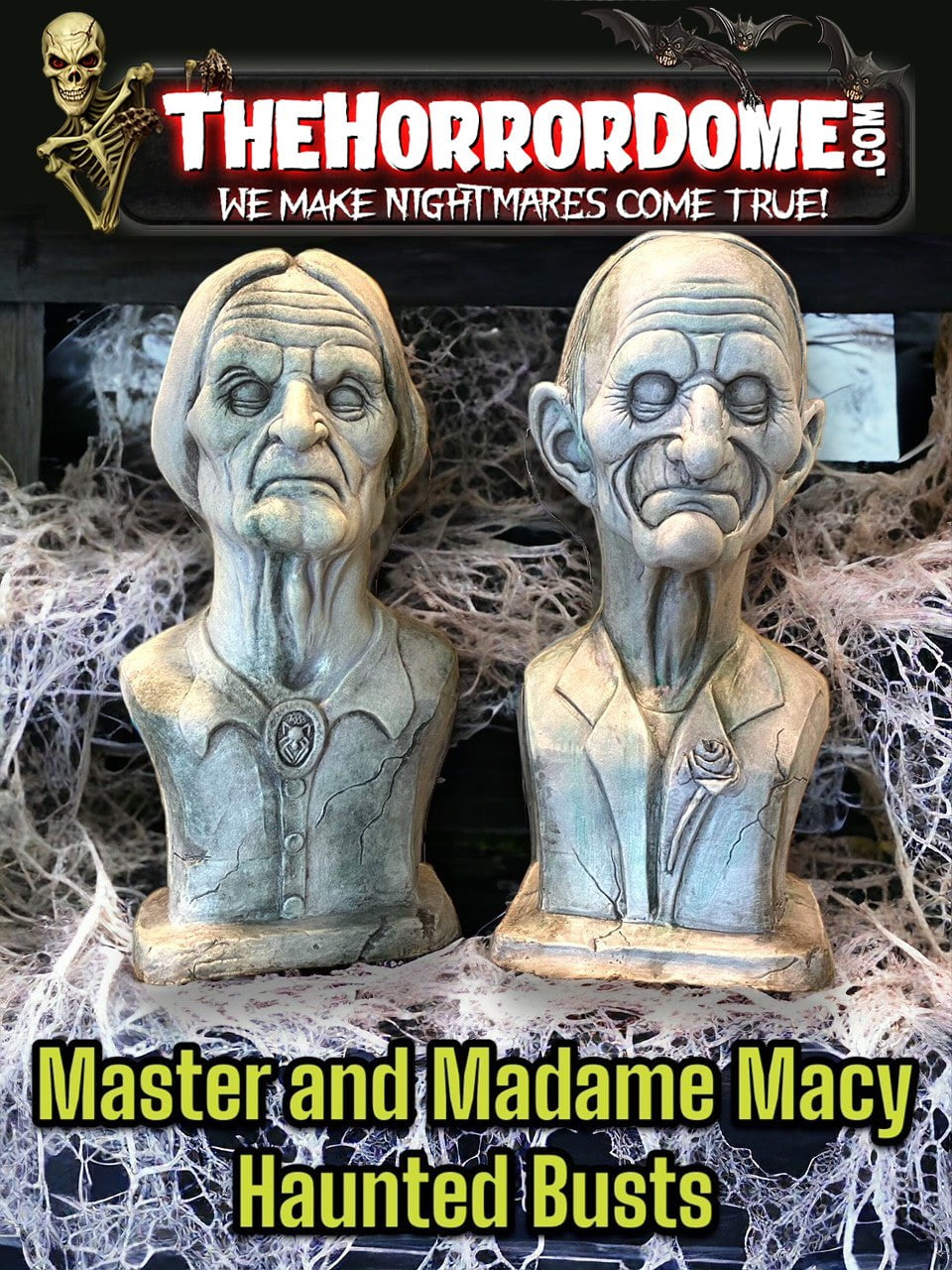 "Madam and Master Macy Ghostly Manor Busts" HD Exclusive Halloween Decoration
