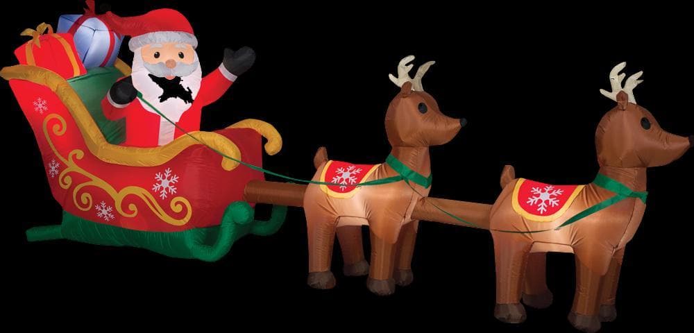 Airblown Santa & Sleigh With Reindeer Large Inflatable Scene