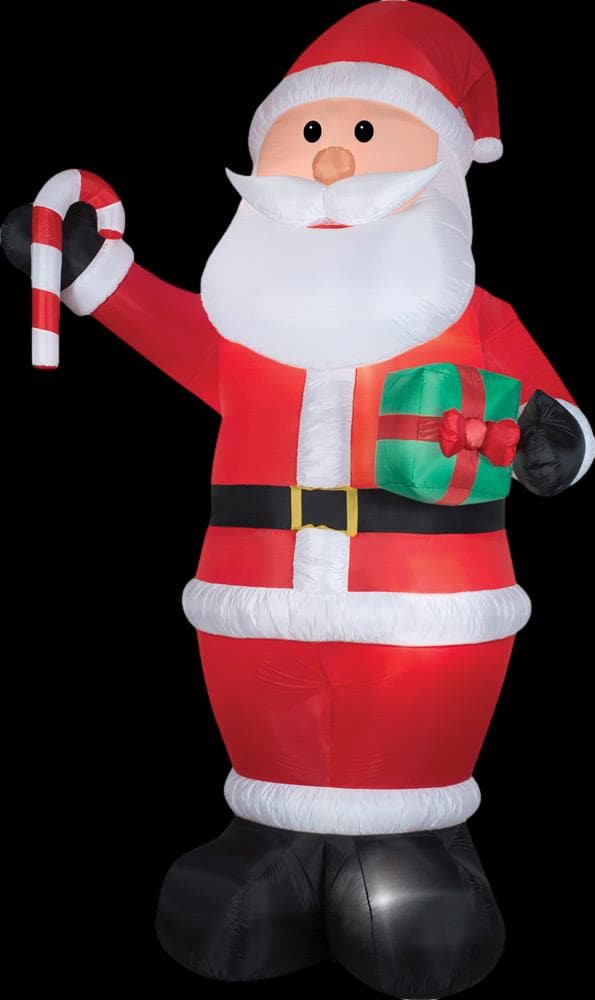 Airblown Santa with Gift and Candy Cane Inflatable