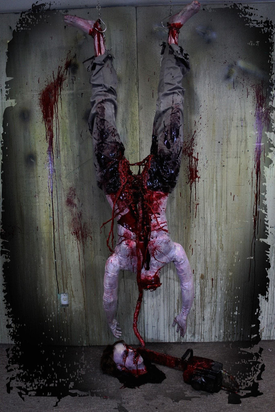 "Bloody Headless Chainsaw Victim" Halloween Prop