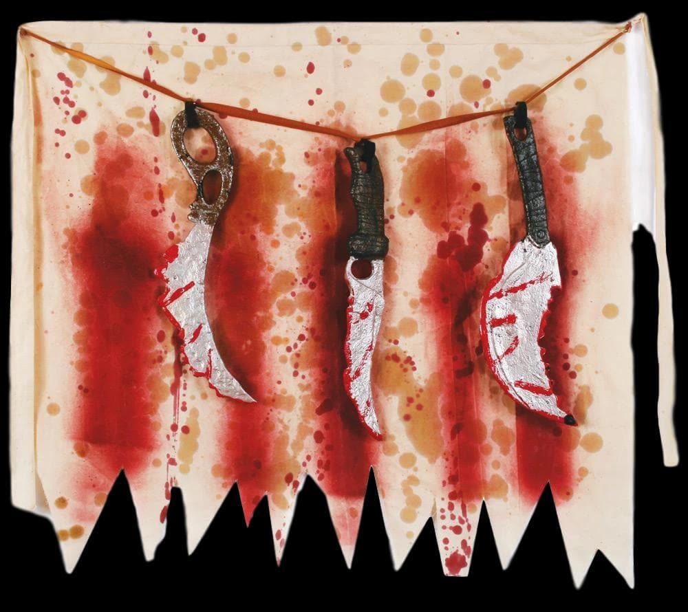 "Butcher Apron With 3 Knives" Horror Weapon Halloween Prop