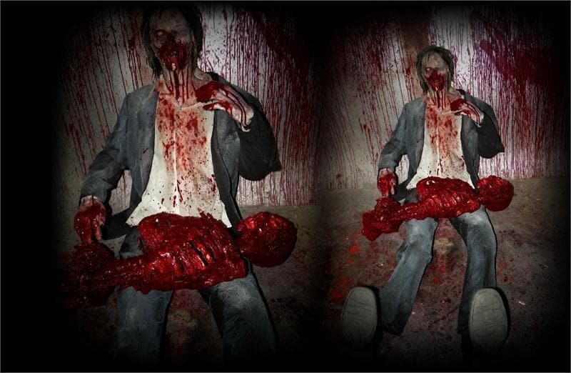 "Male Moaning Zombie" Electric Animated Bloody Halloween Prop
