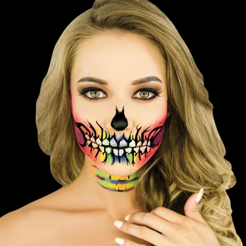 Fun World Halloween Costume Water Activated Face Paint Makeup Kit, Skeleton  