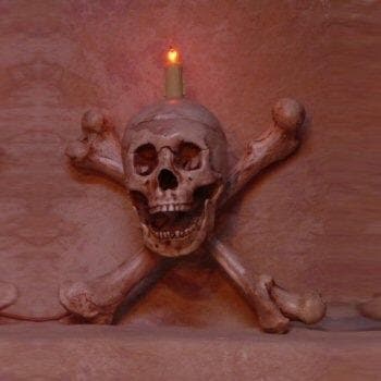 "Skull/Femur Bone Wall Sconce" Haunted House Lighting