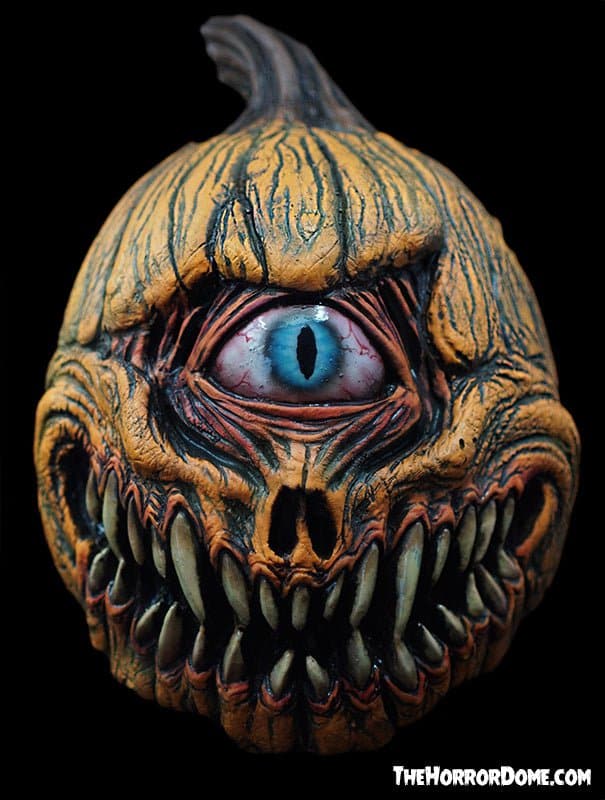 Halloween Masks - Hand-painted gruesome gourd detail of the Pumpkin Watcher mask
