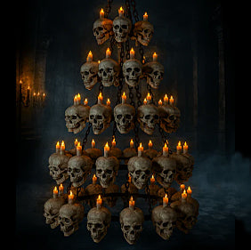Five-Tiered Life-Size Skull Chandelier