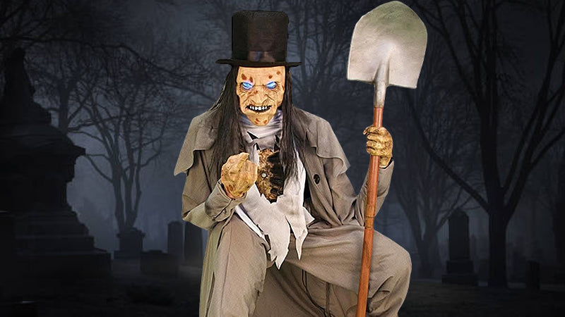 Crouching Grave Digger Haunted House Prop