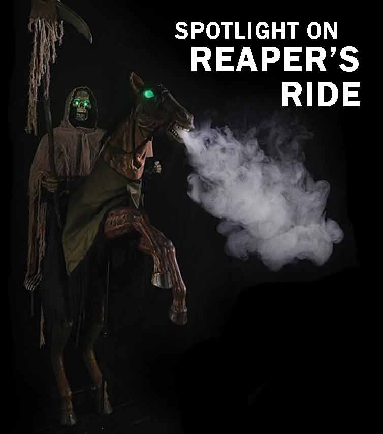 Reaper’s Ride is the must-have animatronic for haunts. Learn how to use this terrifying centerpiece prop from The Horror Dome.