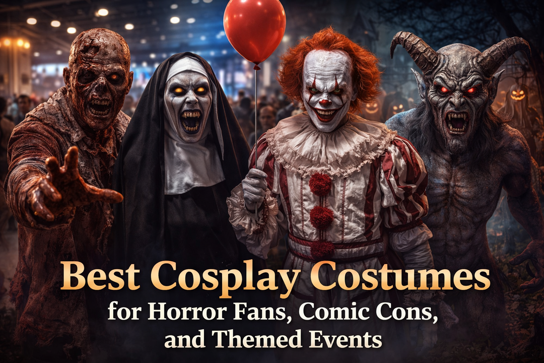 Cosplay costumes for horror fans at a convention and themed event