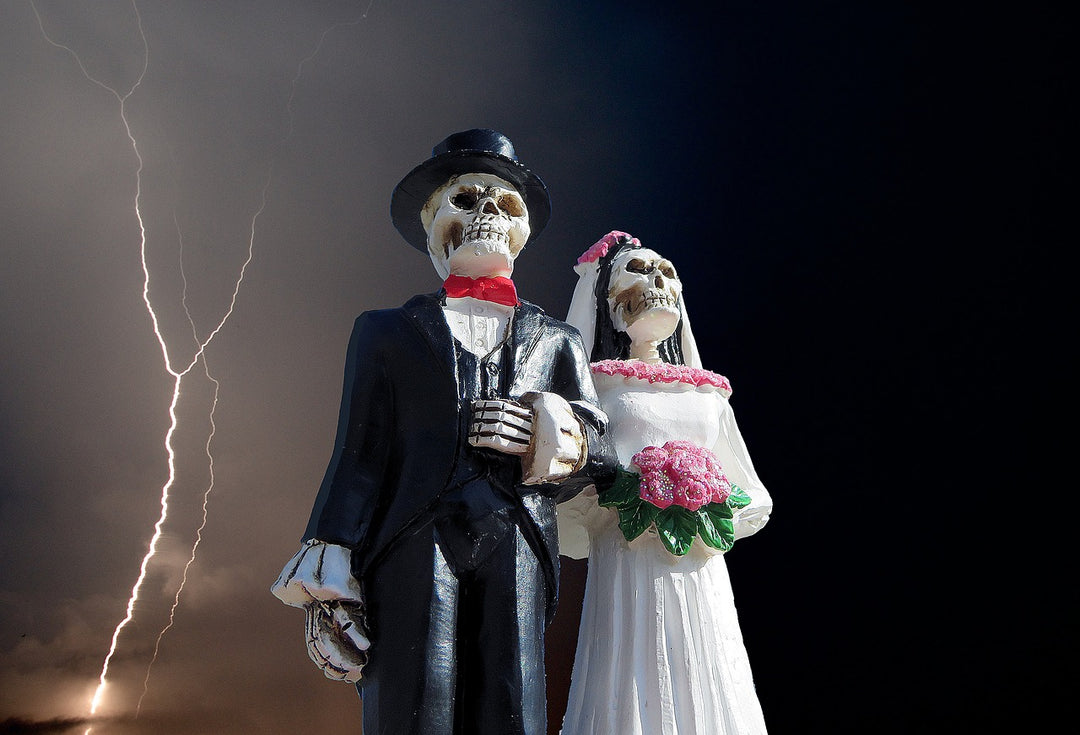 Halloween weddings - skeleton bride and groom