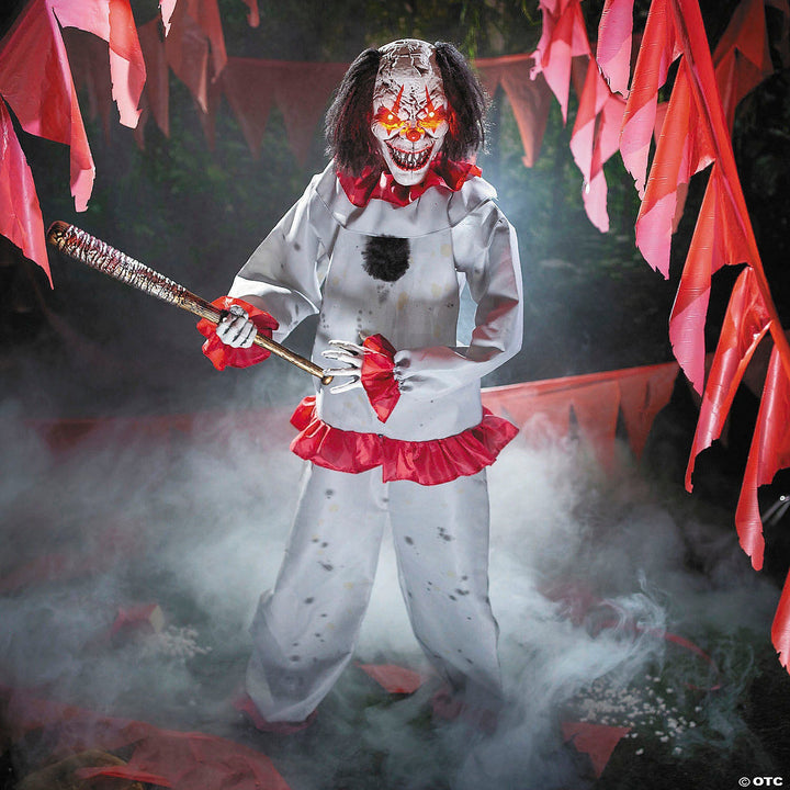 Standing Clown with Baseball Bat Animated Halloween Prop