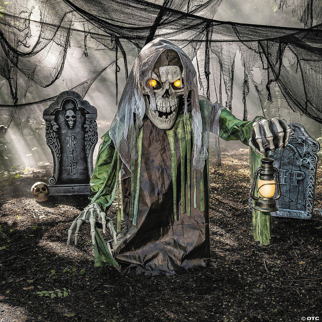 Light-Up Corroded Skeleton Reaper Animated Halloween Prop