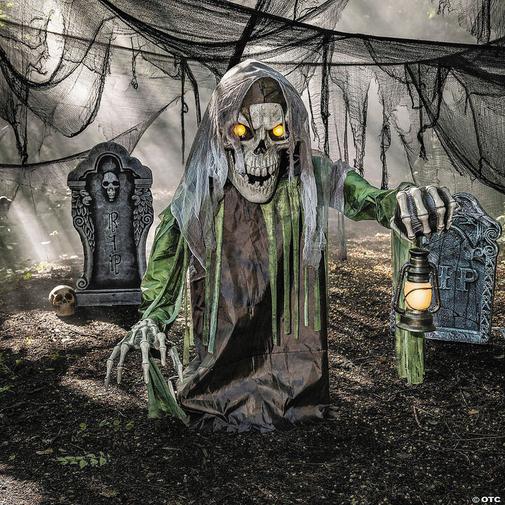Light-Up Corroded Skeleton Reaper Animated Halloween Prop