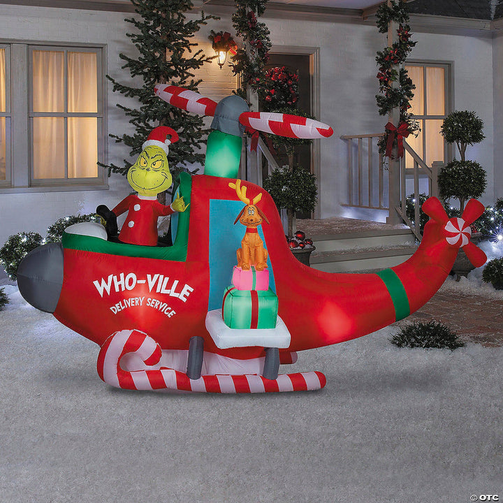 Blow Up Inflatable Dr. Seuss™ How the Grinch Stole Christmas Grinch in Helicopter Outdoor Yard Decoration