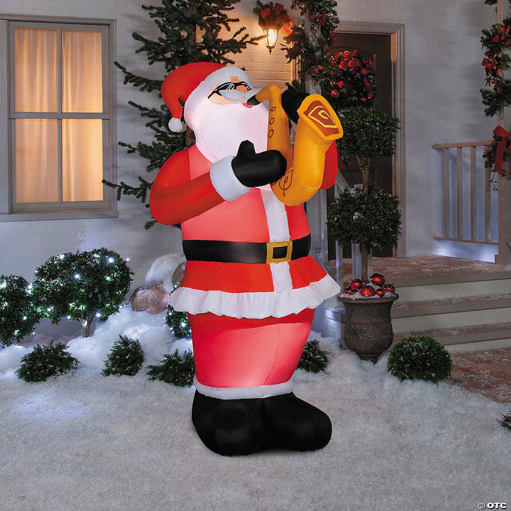 Blow Up Inflatable 6 Ft. Animated Santa with Saxophone Christmas Outdoor Yard Decoration