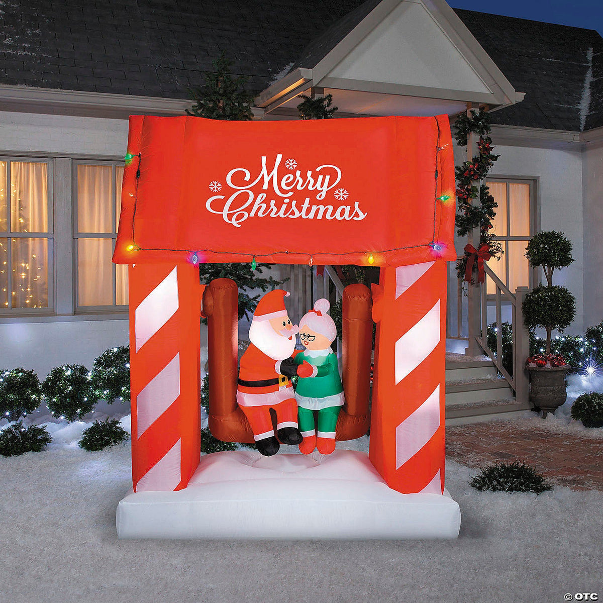 Airblown Inflatable Animated Mr. & Mrs. Santa Claus Porch Swing Scene ...