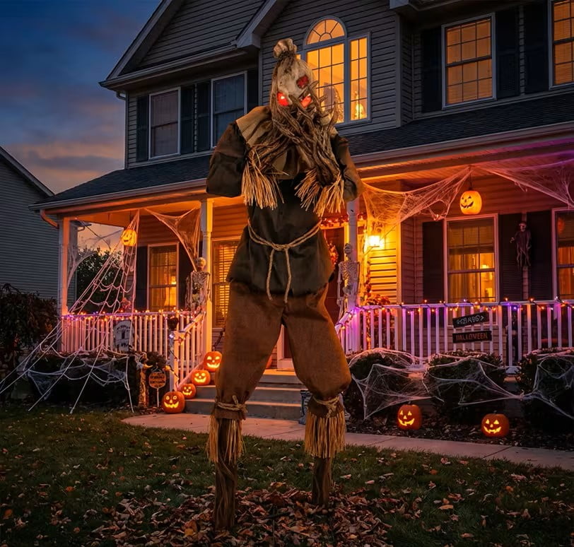 7" Light-Up Grim Stalker Scarecrow Halloween Animatronic Decoration