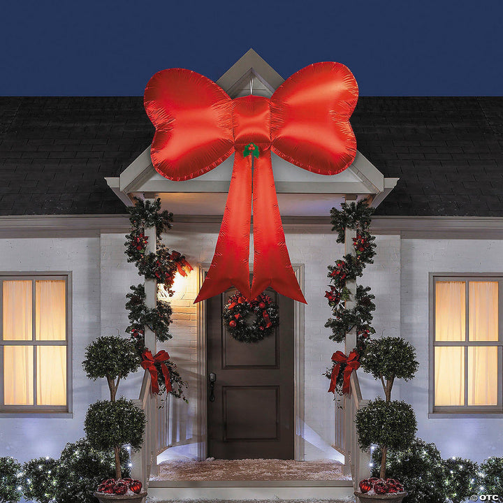 Blow Up Inflatable Hanging Red Satin Christmas Bow Outdoor Decoration