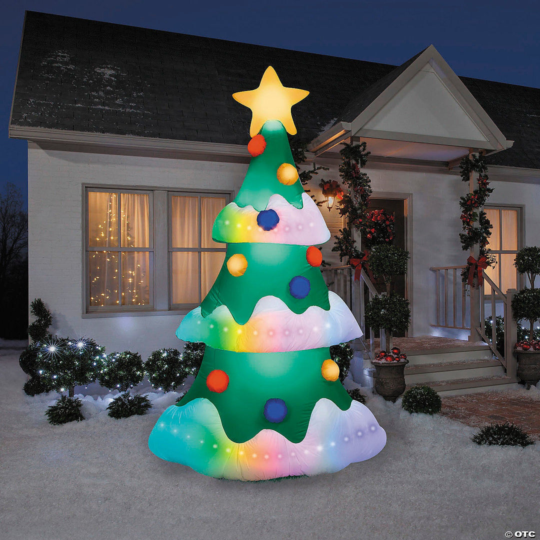 Blow Up Inflatable9 Ft. Rainbow Wave Lightshow Christmas Tree Outdoor Yard Decoration