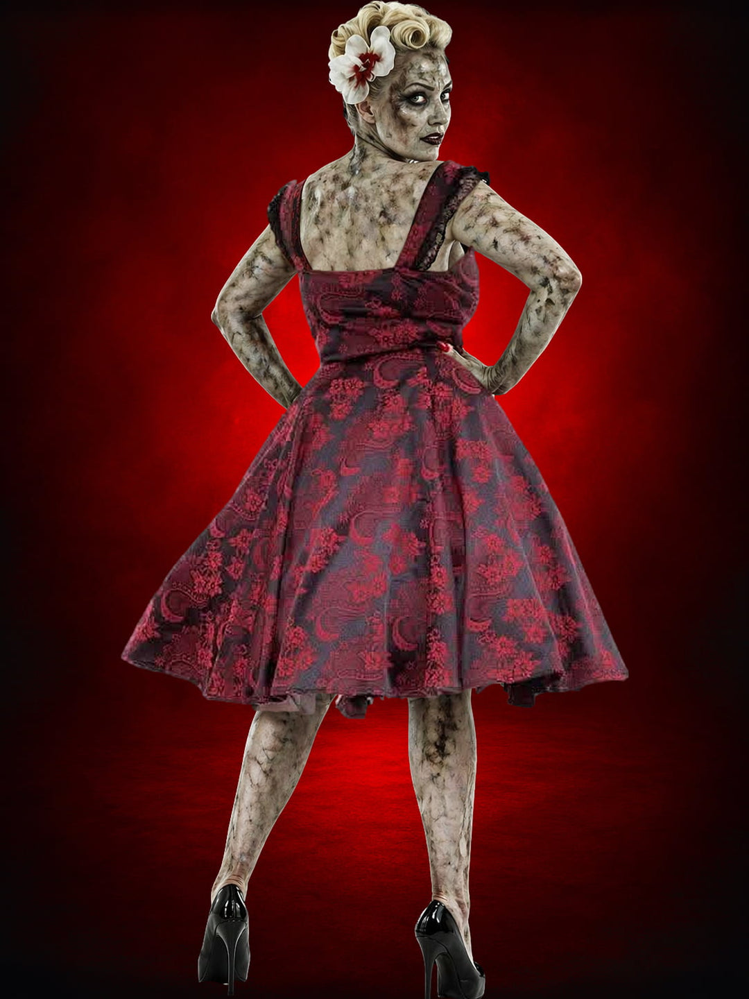 "Gothic Ghoul Dress in Red" HD Hollywood Costume