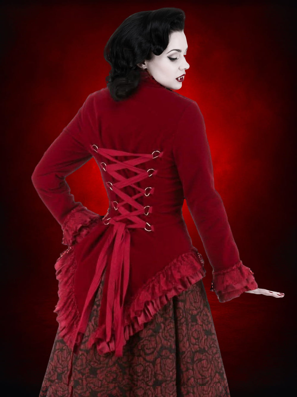 "Gothic Vampiress Jacket in Red Velvet" HD Hollywood Costume
