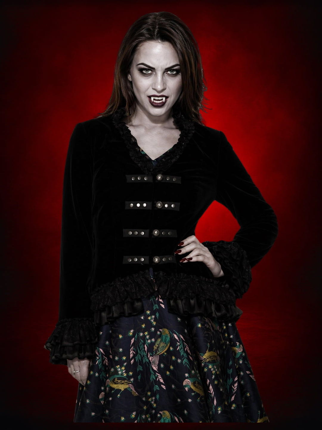 "Gothic Vampiress Jacket in Black Velvet" HD Hollywood Costume