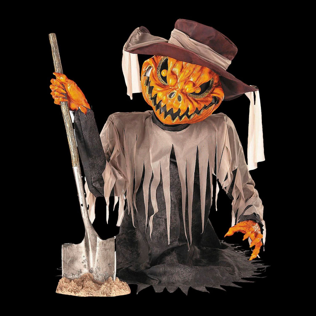 Pumpkin Head Scarecrow Animated Halloween Prop