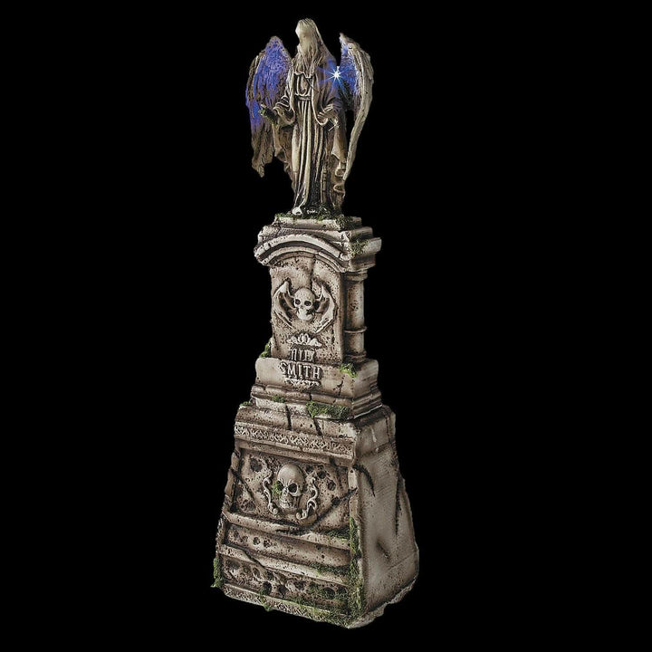 7" Tombstone with Light-Up Angel & Skulls Halloween Prop