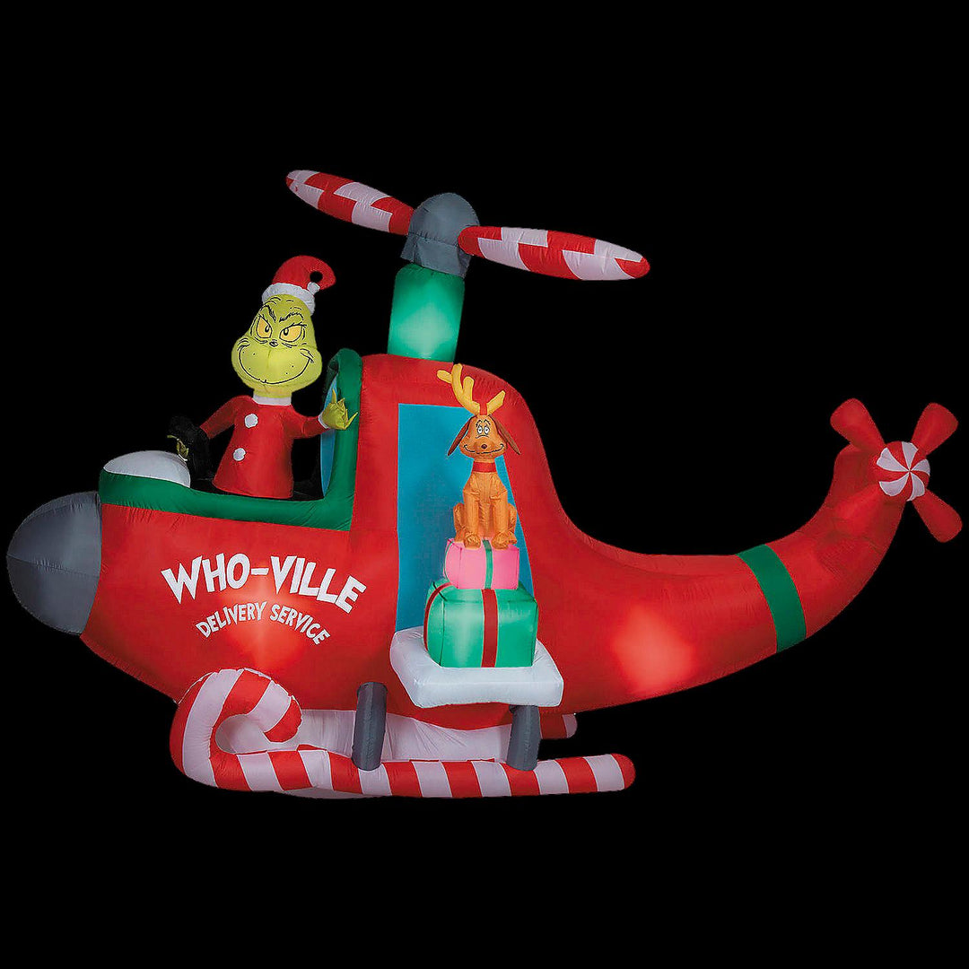 Blow Up Inflatable Dr. Seuss™ How the Grinch Stole Christmas Grinch in Helicopter Outdoor Yard Decoration