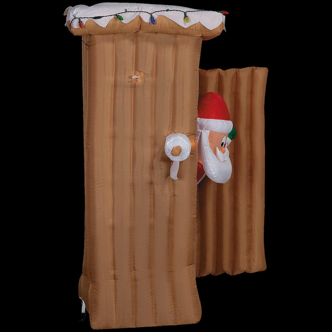 Blow Up Inflatable 6 Ft. Animated Santa in Outhouse with Lights Christmas Outdoor Yard Decoration