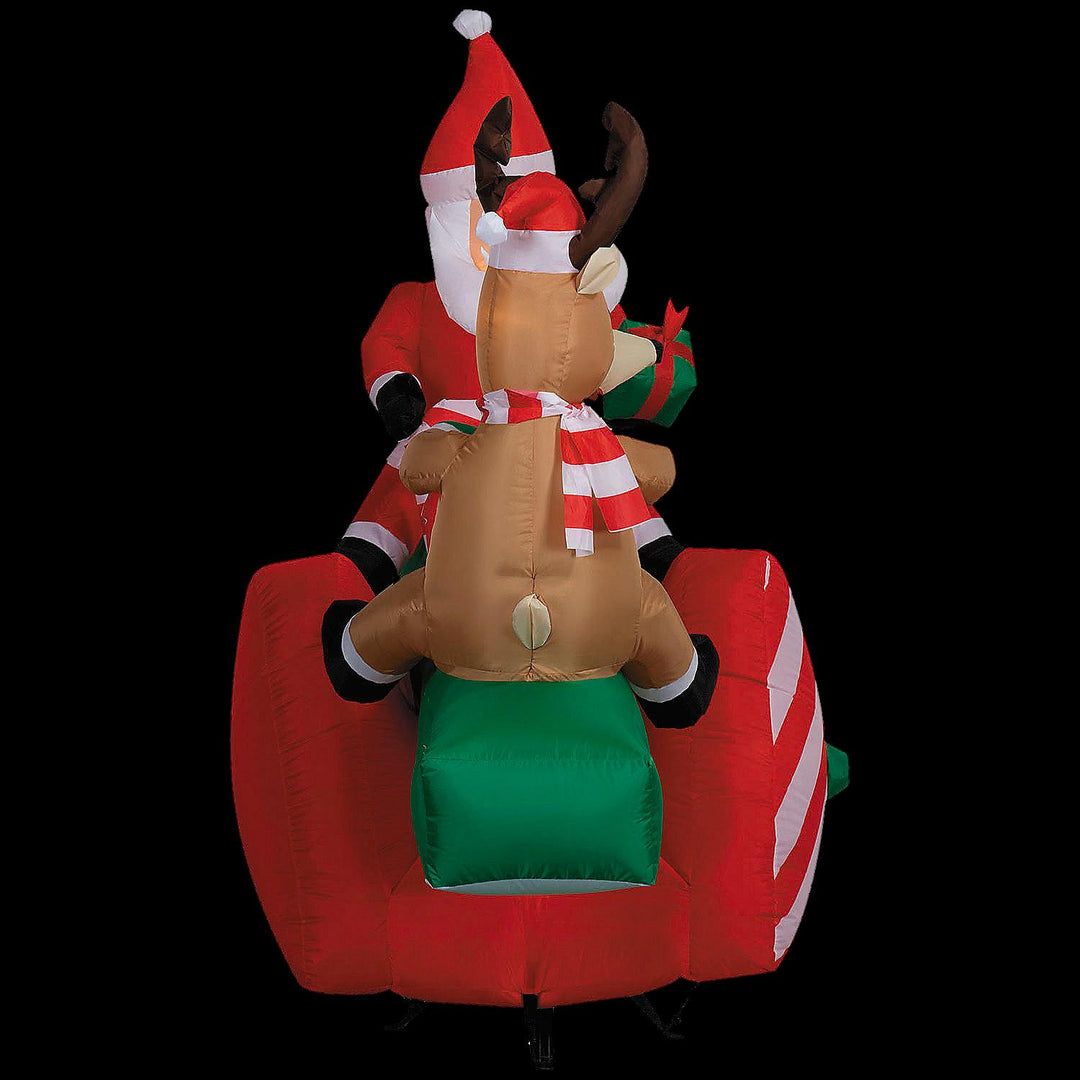 Blow Up Inflatable 6 Ft. Animated Santa & Reindeer on a Teeter Totter Christmas Outdoor Yard Decoration