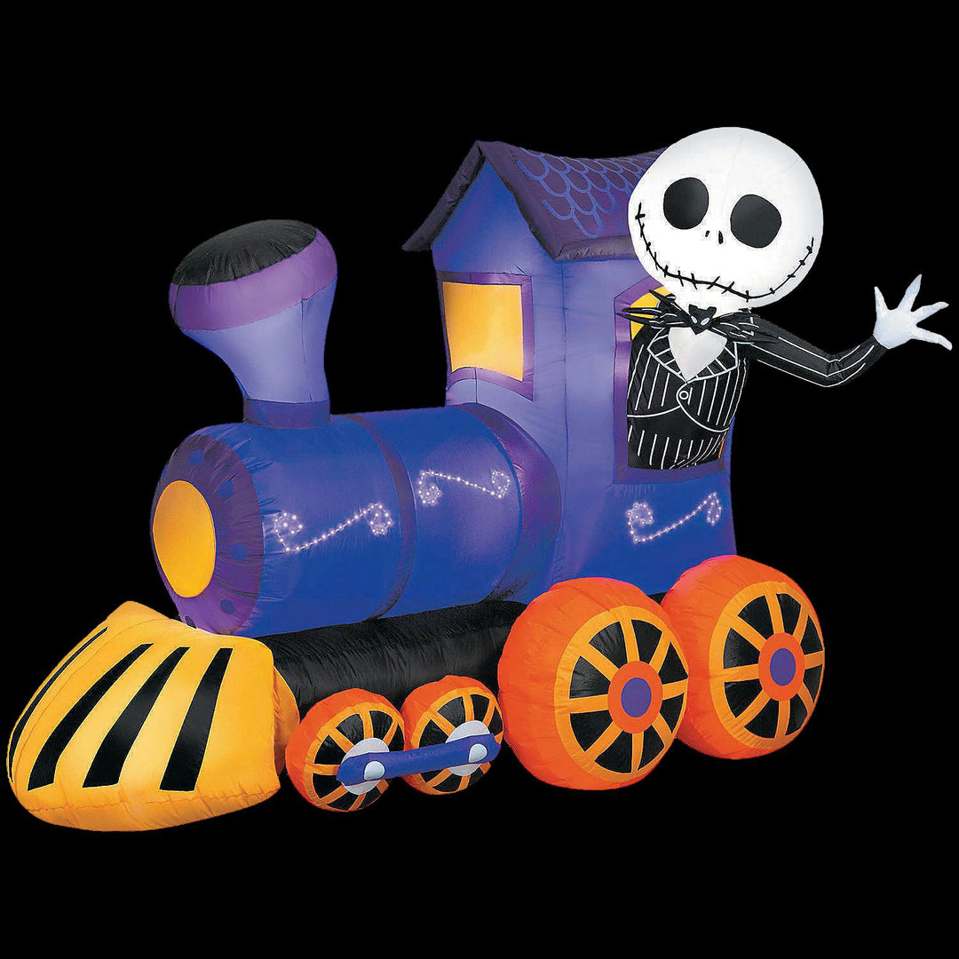 Airblown Inflatable Light-Up The Nightmare Before Christmas™ Jack Skellington on a Train Outdoor Decoration