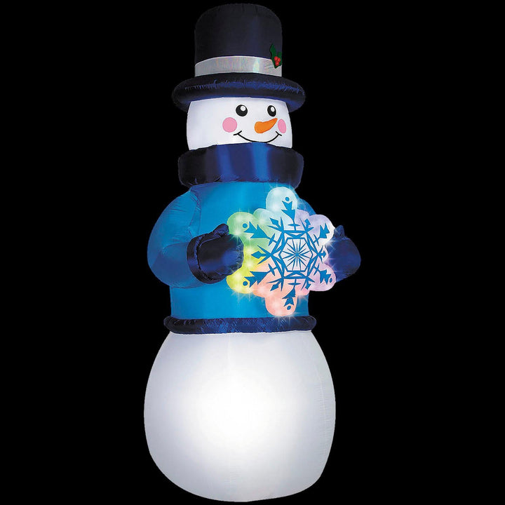 Airblown Inflatable Snowman with Rainbow Lightshow Snowflake Outdoor Yard Decoration