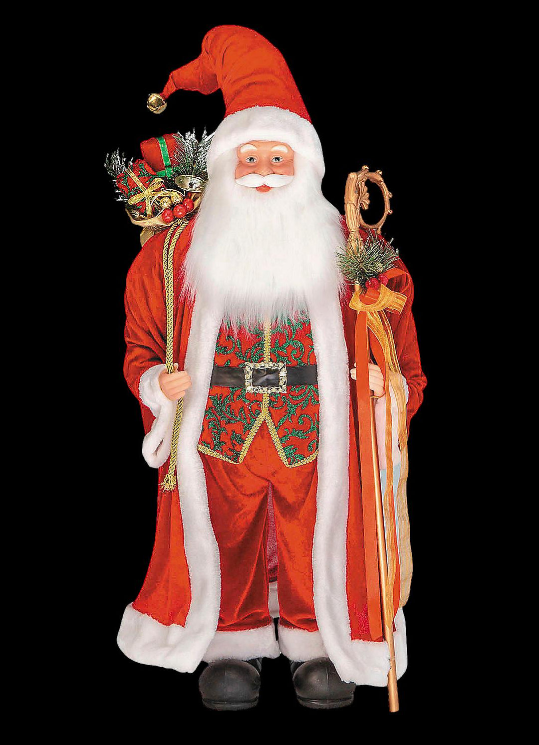 Santa Figure with Bag of Presents & Staff Christmas Decoration