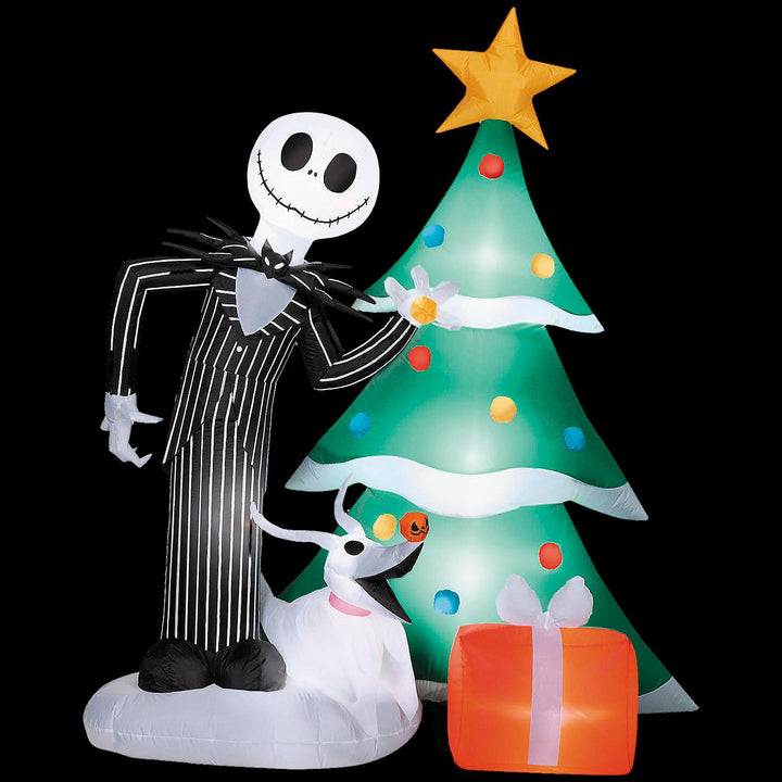 Airblown Inflatable Light-Up The Nightmare Before Christmas Jack & Zero with Christmas Tree