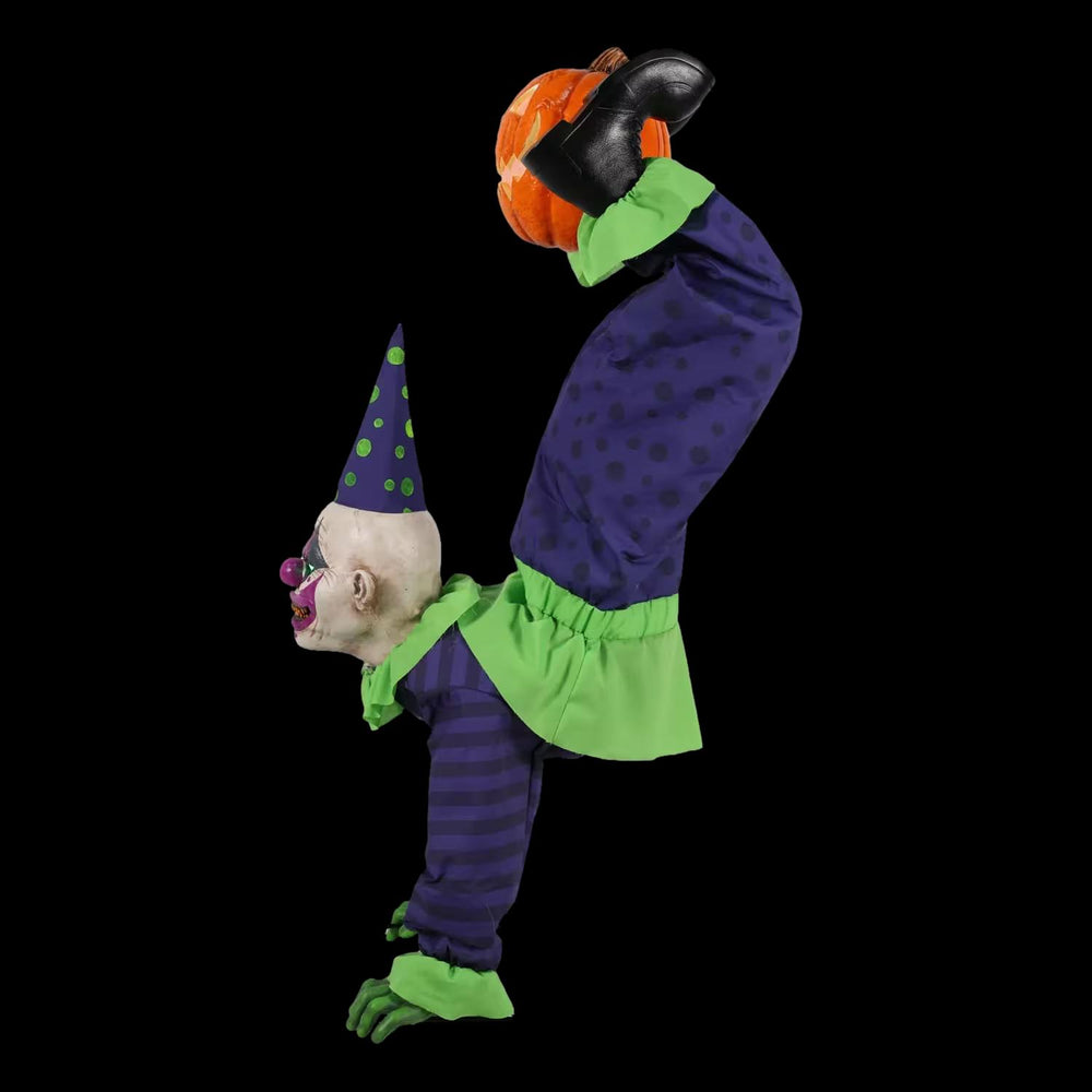 Upside-Down Clown with Jack-O'-Lantern Halloween Animatronic Decoration