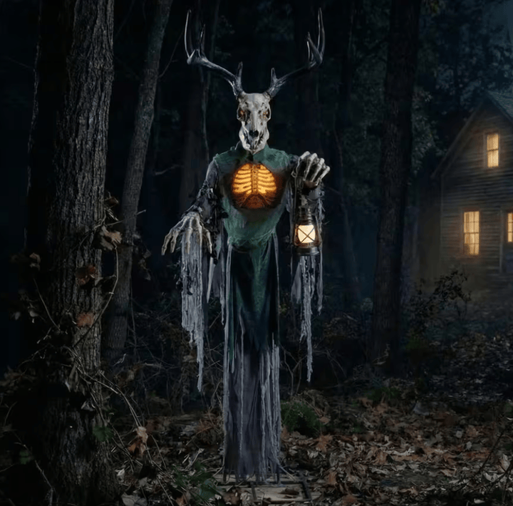 Skeleton Forest Creature with Horns  Halloween Animatronic Decoration