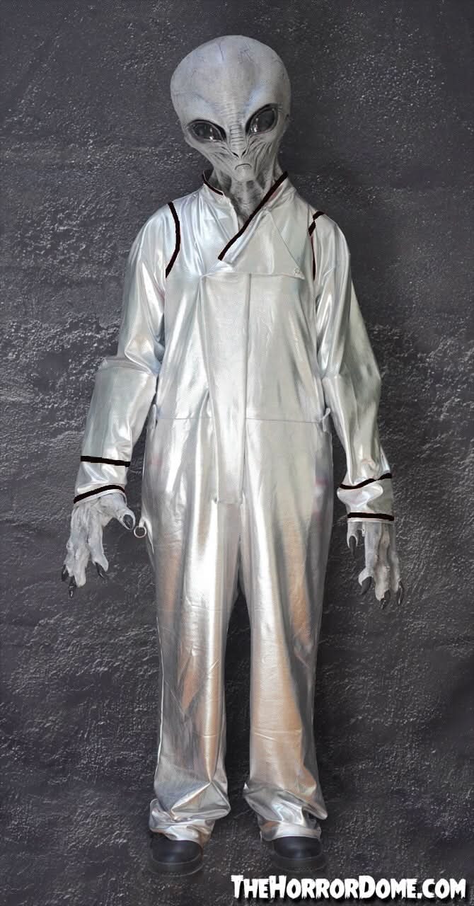 silver alien fancy dress Silver Alien Inflatable Pick Me Up Costume Adult Scary Blow Up Suit Halloween