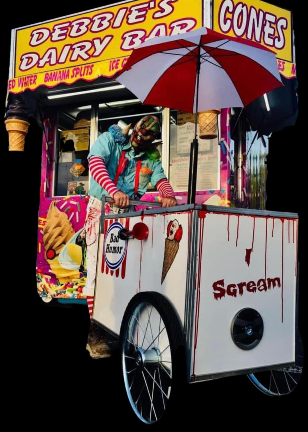 Clown Ice Cream Cart Fright Scare Animatronic