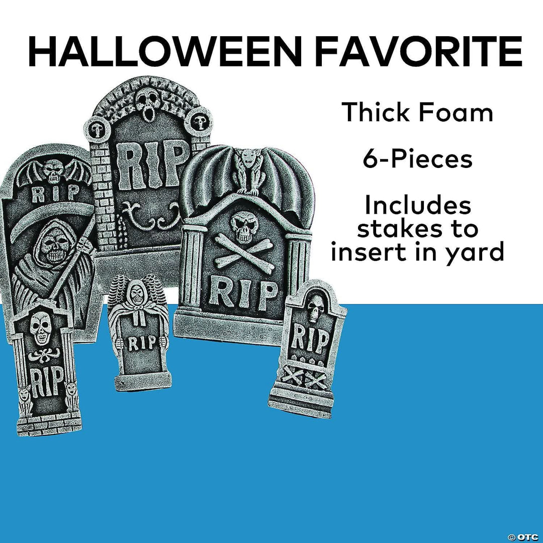 Halloween Rip Grim Reaper RIP Foam Tombstone Halloween Decorations Set – 6 Pc. – The ...