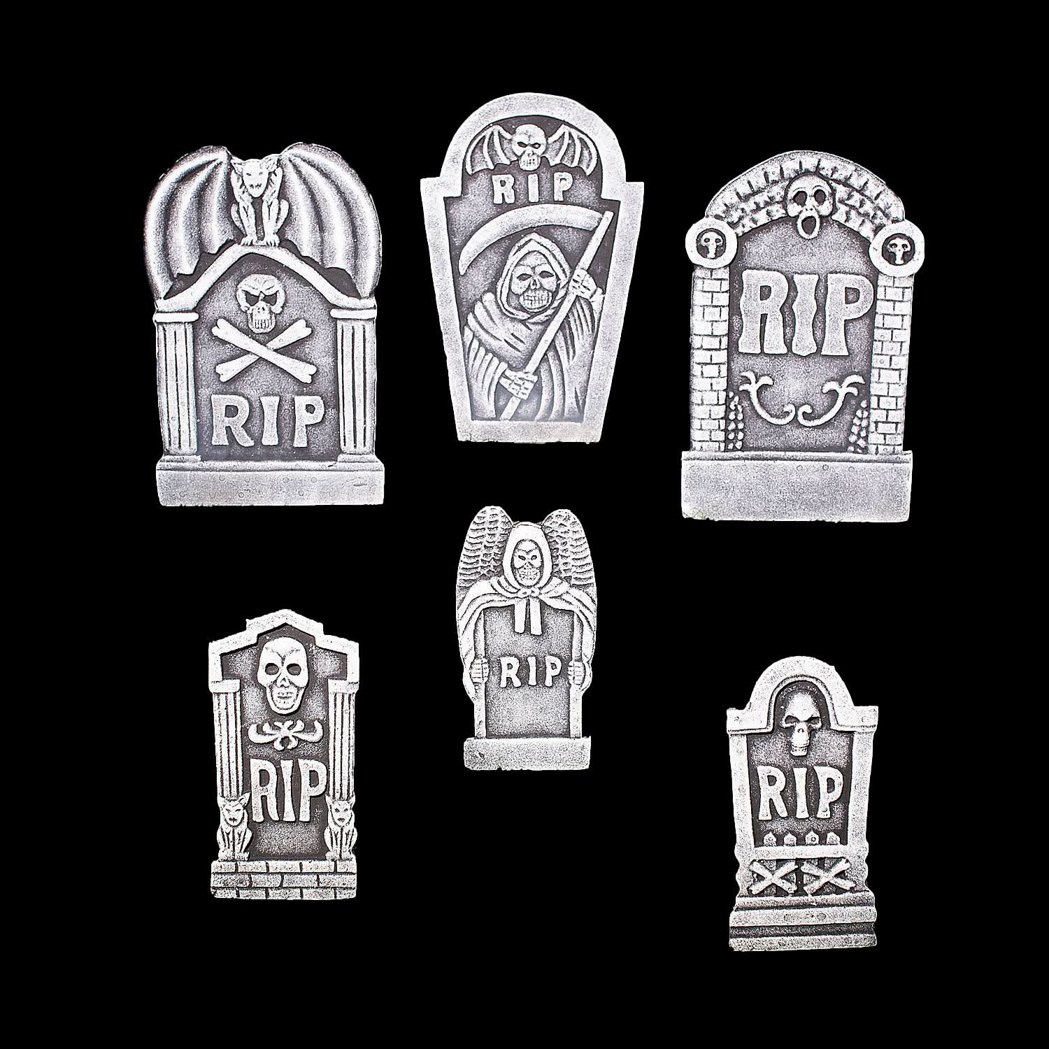 Grim Reaper RIP Foam Tombstone Halloween Decorations Set – 6 Pc. – The ...