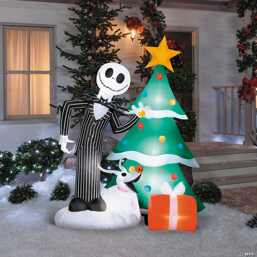 Airblown Inflatable Light-Up The Nightmare Before Christmas Jack & Zero with Christmas Tree