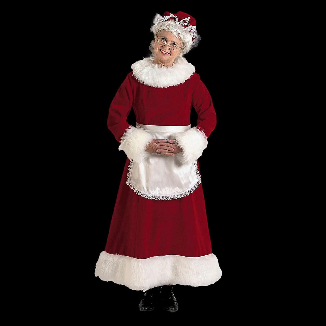 Women's Burgundy Velvet Mrs. Claus Dress Costume The Horror Dome Women's Burgundy Velvet Mrs. Claus Dress Costume The Horror Dome