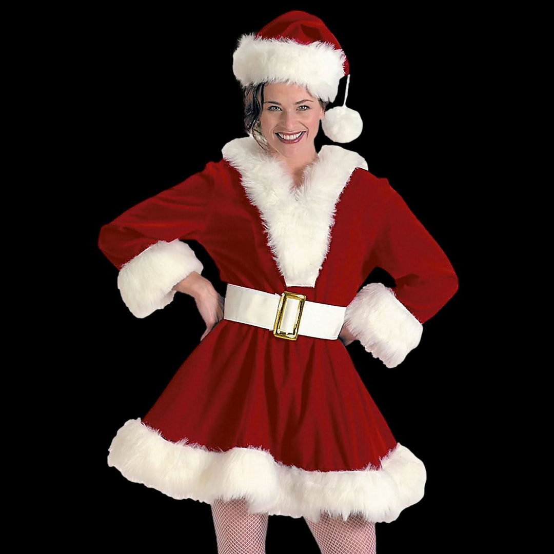 Women's Burgundy Velvet Perky Pixie Mrs. Clause Dress Costume The Horror Dome Women's Burgundy Velvet Perky Pixie Mrs. Clause Dress Costume The Horror Dome