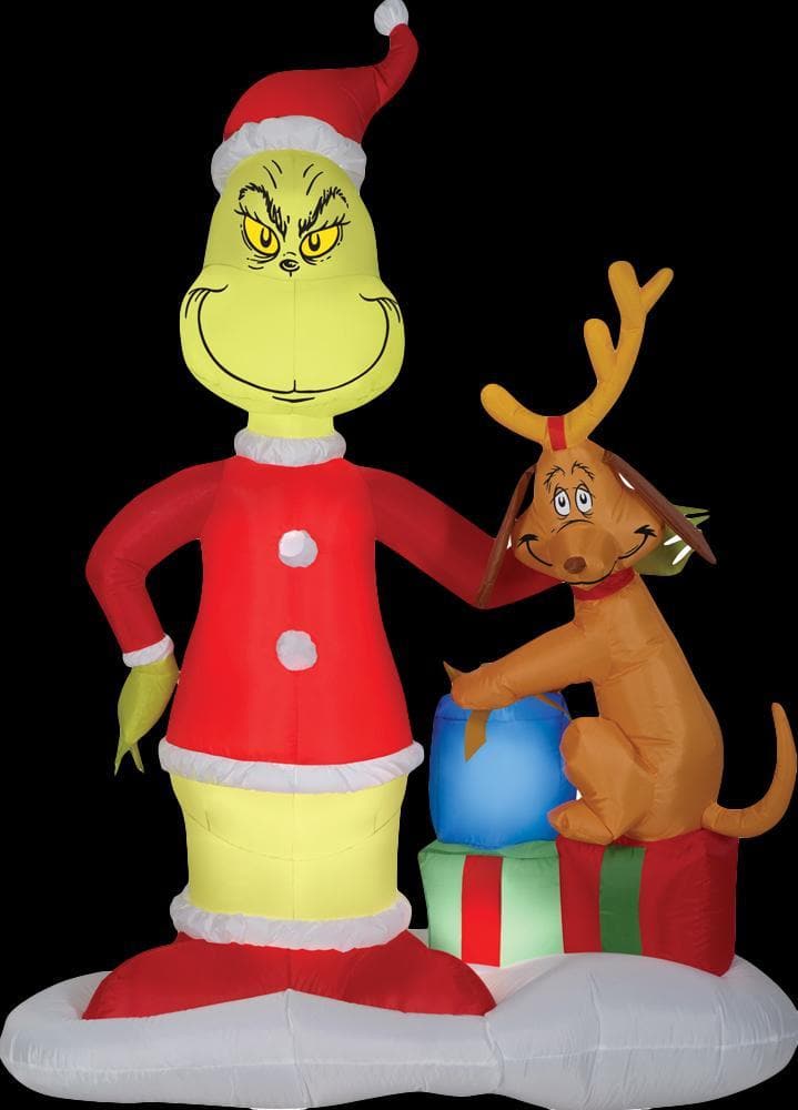 Airblown Grinch & Max With Presents Inflatable Scene - Dr. Seuss