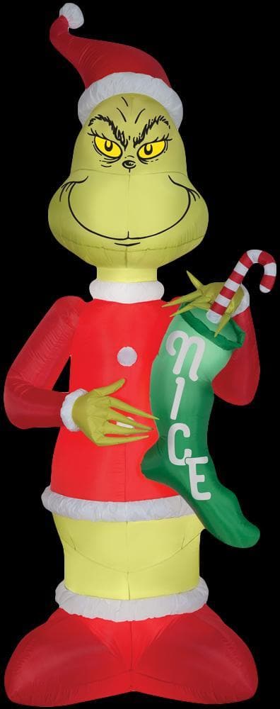 Airblown Grinch With Nice Stocking Giant Inflatable Scene - Dr. Seuss