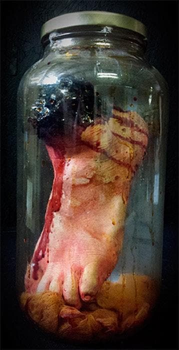 "Anatomy Gore Jar - Female Foot" Halloween Prop