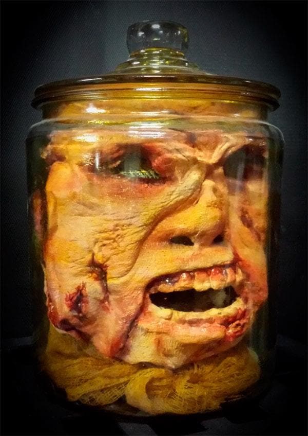 "Anatomy Gore Jar - Skin Face" Halloween Prop