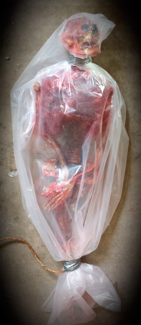 "Bloody Corpse Body Bag" Hanging Halloween Prop