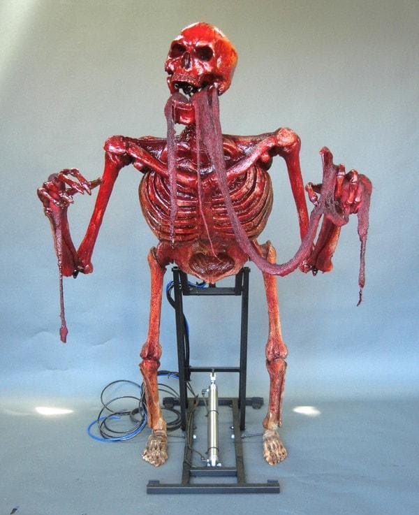 "Bloody Skele-ttack with Head Turn" Skeleton Halloween Animatronic (Includes Bad Breath Spitter)